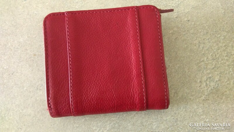 Red women's leather wallet