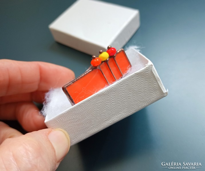 Orange glass jewelry, special cocktail ring