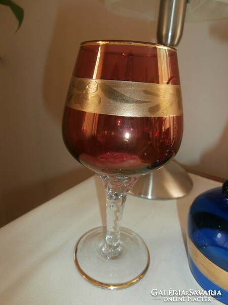 Murano style decorative colored wine glasses