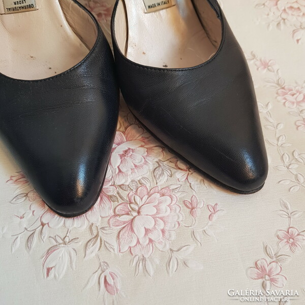 35.5 dark blue lace Italian high heel shoes, casual high heel shoes