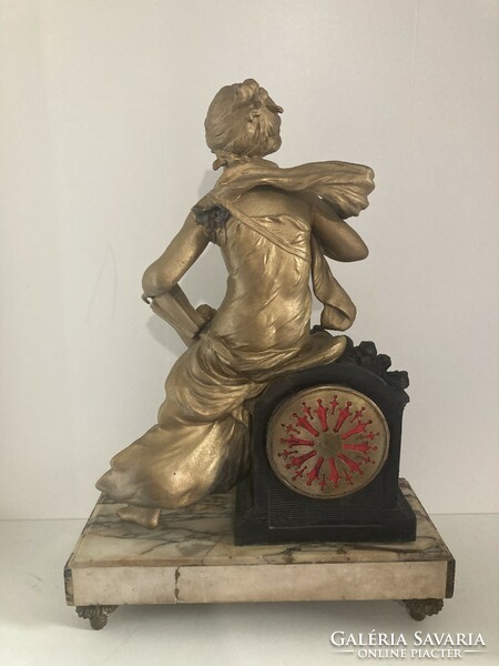 Antique French mantel clock gilded-marble.
