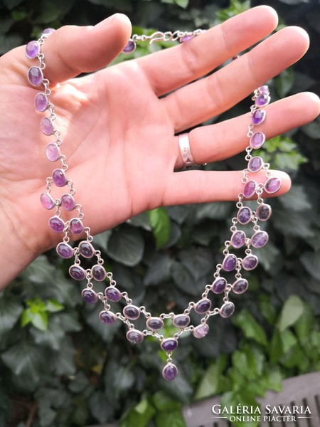 Silver necklaces with amethyst stones