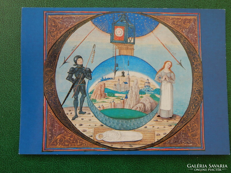 2 db Képeslap - Bibliotheca Corviniana sorozatból: GRADUALE /1, Mátyás bélyeggel, párban