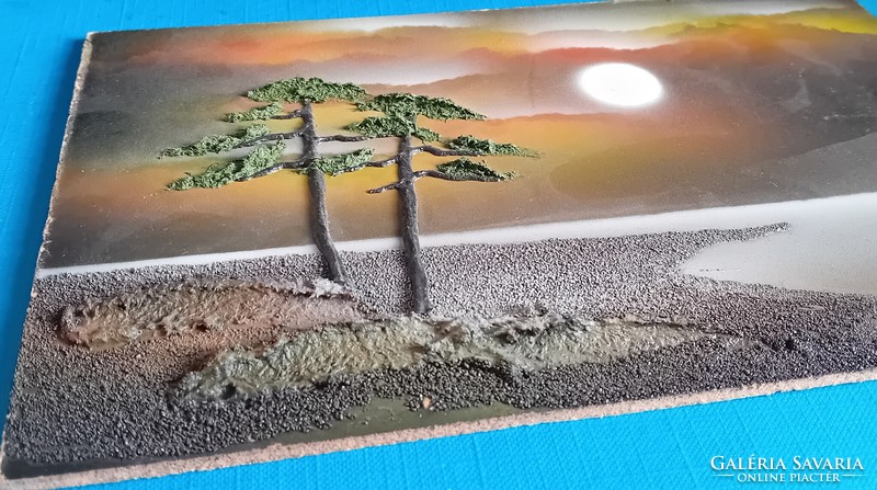Kis tájkép : Dombordíszes Olaj, homok-farost