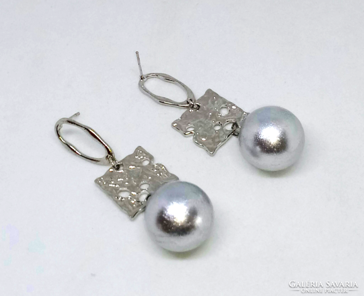 Large silver spherical earrings 130