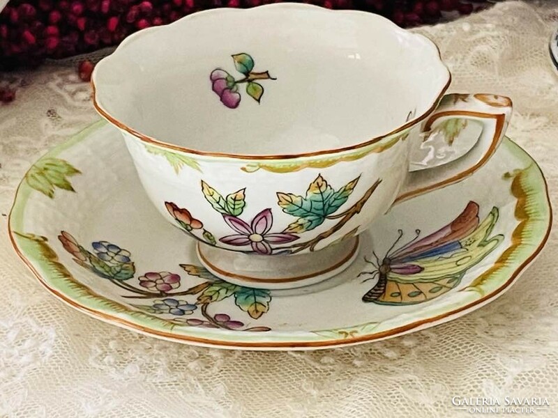 Antique Herend Victoria pattern coffee cup set..