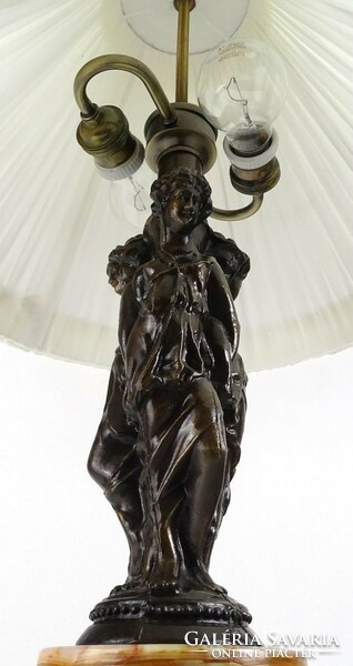 1M192 Antik három grácia női alakos bronz asztali lámpa 68.5 cm