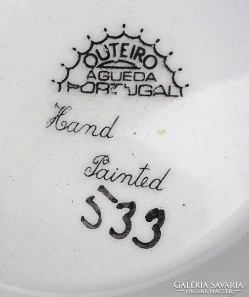 1Q949 Kézzel festett kisméretű portugál fajansz tál alátét tányérral
