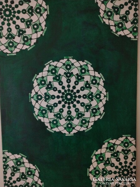 A painting called Green and White Mandalas!
