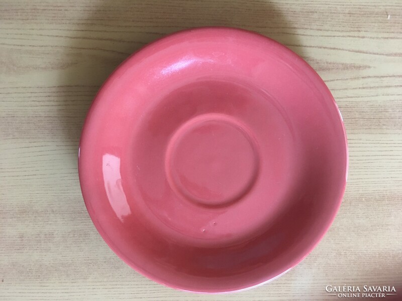 Two dark pink ceramic plates - saucers