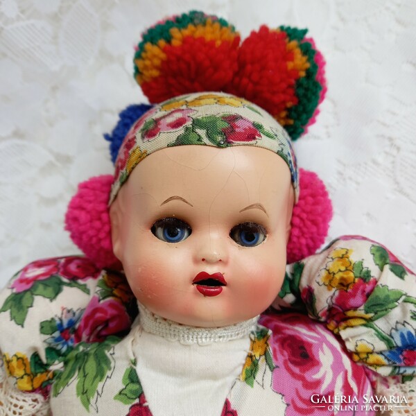 Antique doll Matyó in folk costume 50 cm