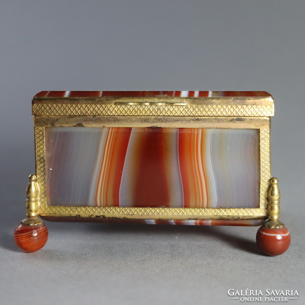 Antik Tűzaranyozott Achát Szelence / Antique Ormolu Mounted Agate Box