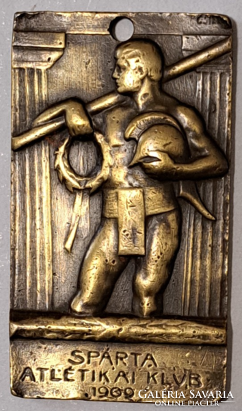 1909. Sparta Athletic Club bronze sports commemorative medal, István Czillag (37)