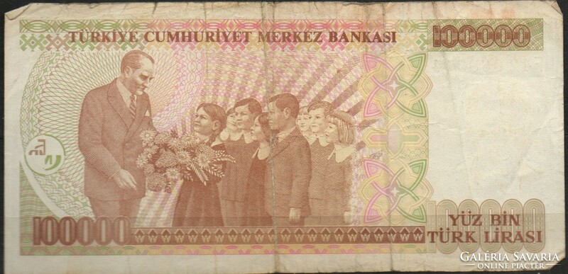 D - 186 - foreign banknotes: Turkey 1991 100,000 liras