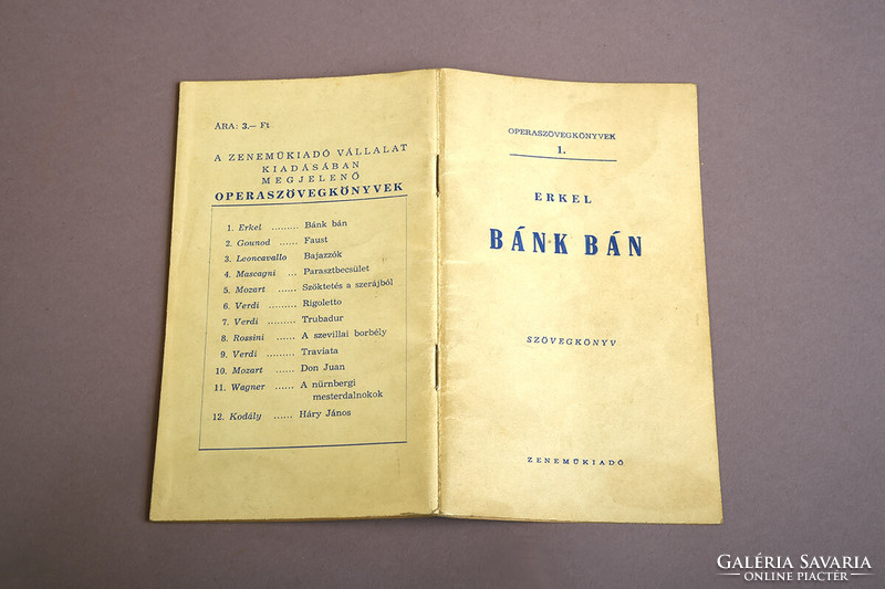 Erkel: Bán bán opera szövegkönyv, Zeneműkiadó Vállalat, 1958