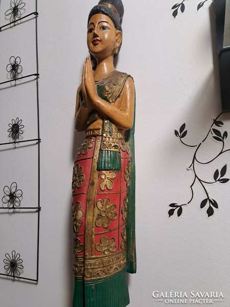 Indian wooden statue with a total height of 120 cm
