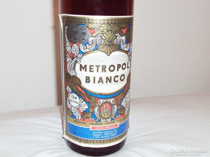 Retro metropol bianco vermouth drink glass bottle - Czechoslovakia unopened, rarity from the 1970s