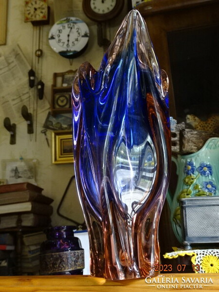 Czech Bohemian thick blue-purple glass vase 33 cm !!! (J.Hospodka?)