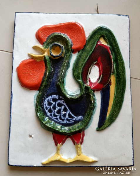 Rooster ceramic mural