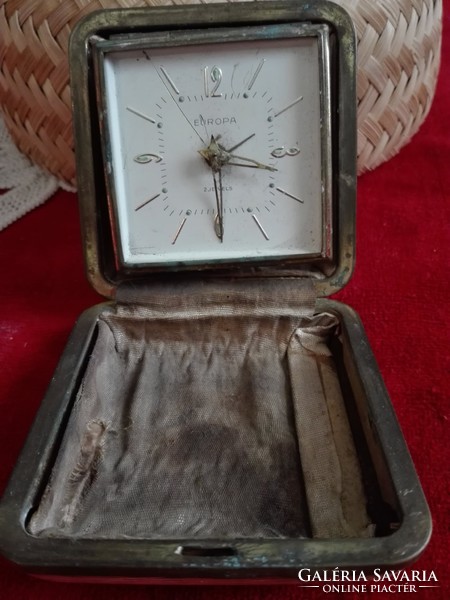 Antique European travel clock, works, chimes