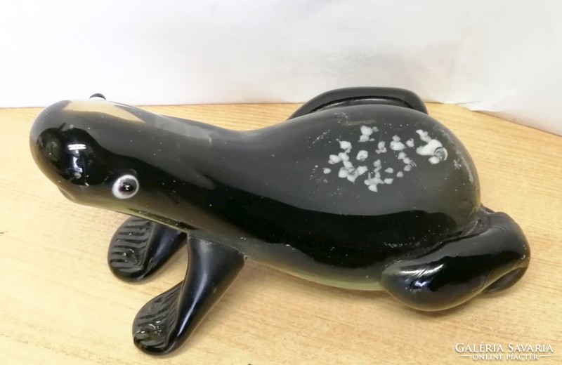 Cast glass amphibian sculpture. The work of the artisan manufactory in Murano
