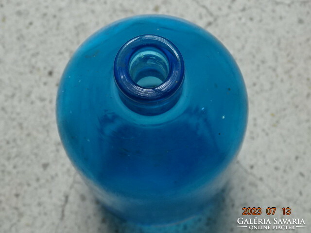 Antique half lit. blue bottle adria Bp. Chemically pure flat water soda dwarfs sailing ship motif