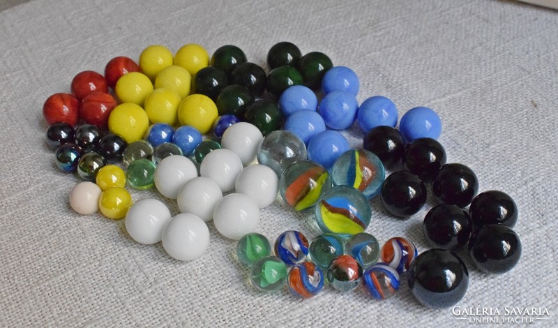 Glass balls, old game, several colors, ~ 70 pcs.