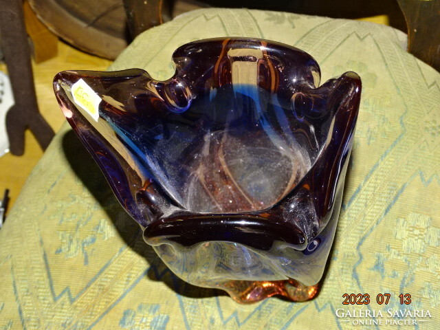 Czech Bohemian thick blue-purple glass vase 33 cm !!! (J.Hospodka?)