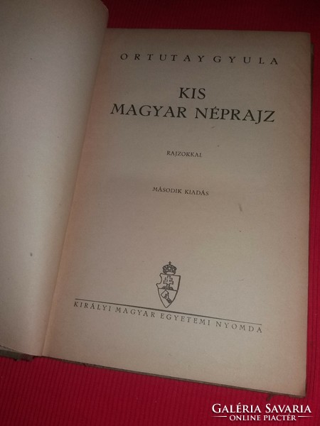 1920 Cc. Antik ortutay gyulakis Hungarian ethnography with drawings book according to the pictures m.K. E.W.