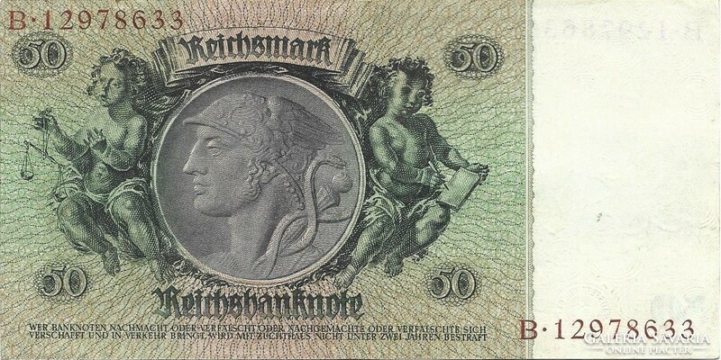 50 Reichsmark 1933 / 1948 Germany ndk overstamped rare