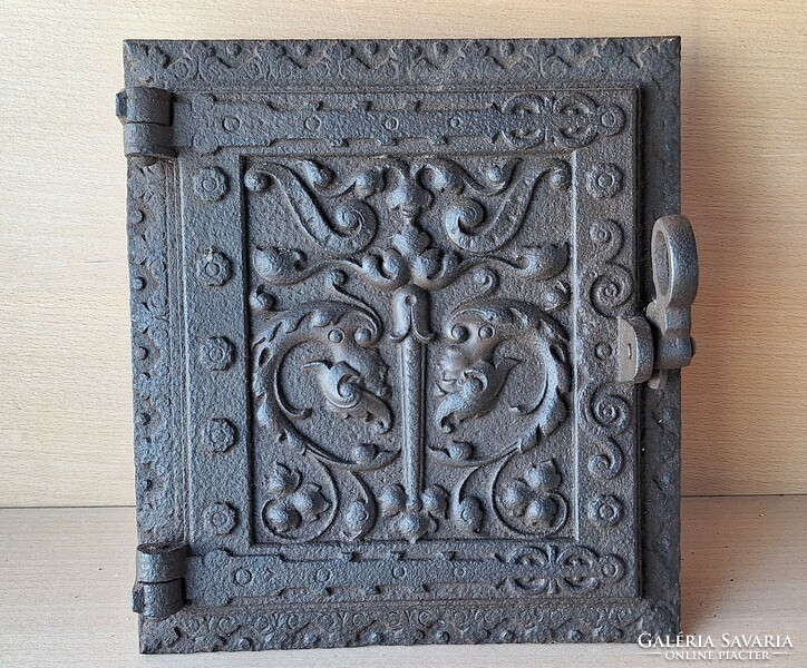 Decorative antique stove door, fireplace door 25 x 22.5 Cm.