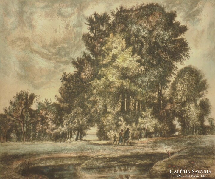 Lipót Herman (1884 – 1972): landscape with figures