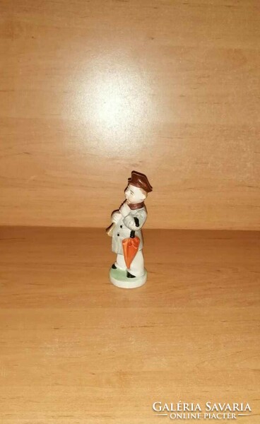 Régi német porcelán pikulázó fiú esernyővel nagyon ritka figura (po-3)
