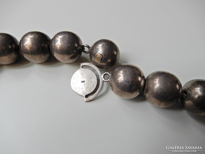 Old design large silver necklace with special clasp and sodalite mineral?