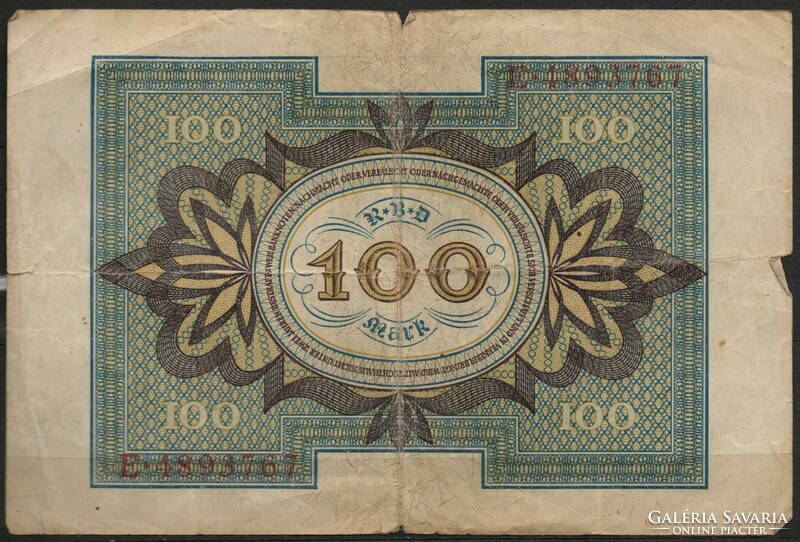 D - 204 -  Külföldi bankjegyek: Németország 1920  100 márka