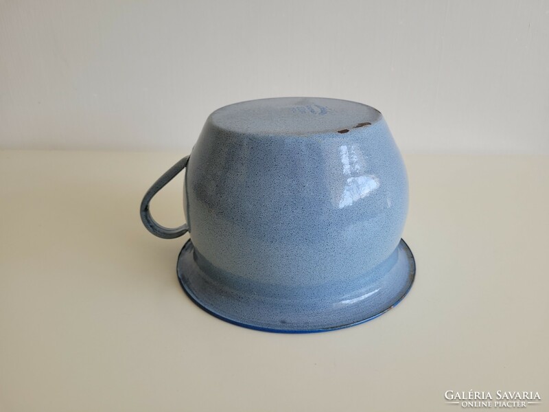 Vintage old small enameled children's bedside pot blue enameled potty