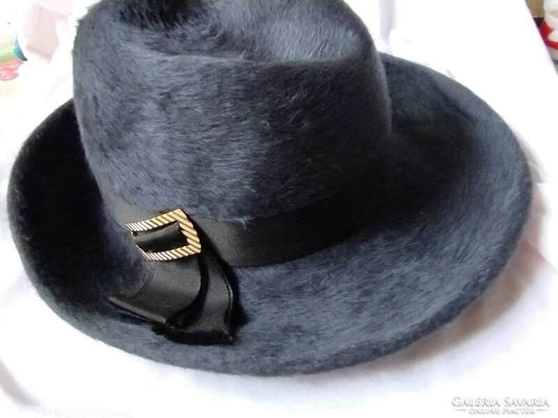 Vintage wide brim angora women's hat