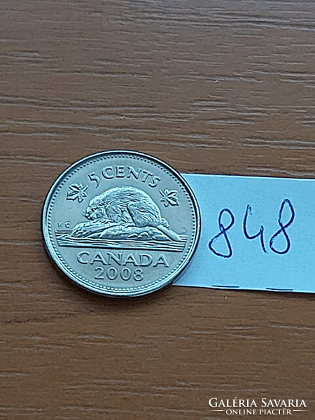 Canada 5 Cent 2008 Beaver, Steel Nickel Plated, ii. Elizabeth 848