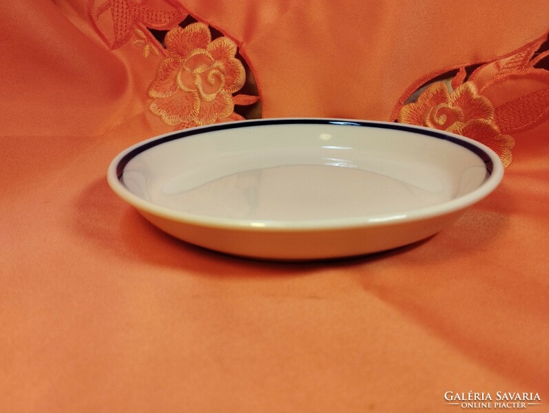 Zsolnay thick porcelain, deep blue striped bowl