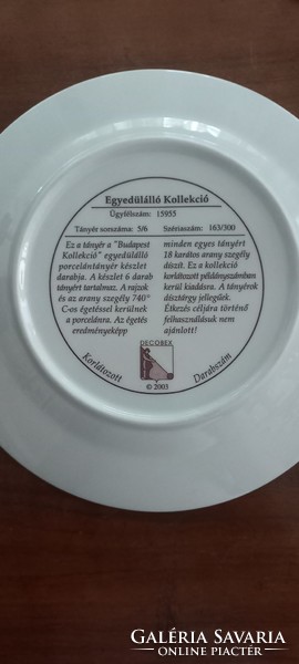 Szeged decorative plate, unique collection with 18 carat gold border