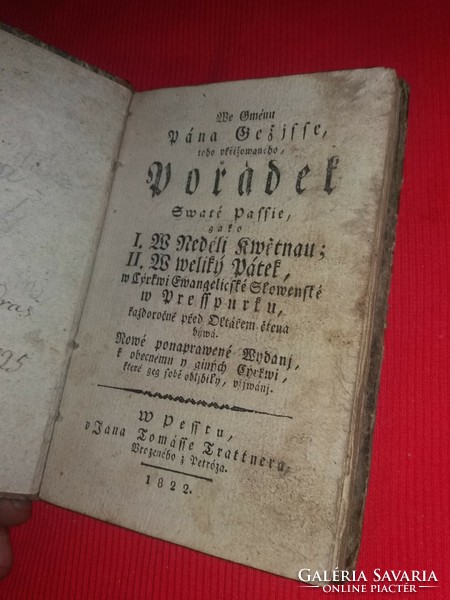 1822.Antik Cseh -szlovák nyelvű keresztény imakönyv példatár ritka a képek szerint