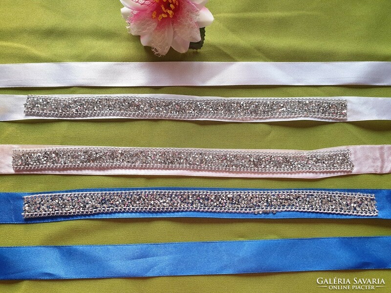 Wedding belt07 - bridal belt with rhinestones 30x2 cm on satin ribbon