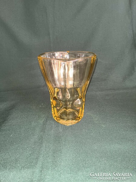 Retro vladislav urban yellow glass vase sklo union rosice glass factory (u0032)
