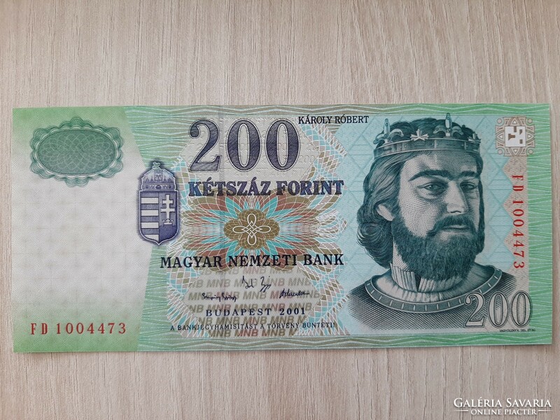 200 forint bankjegy FD sorozat 2001 ropogós bankjegy UNC