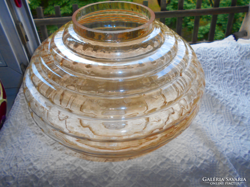 Old large glass lamp shade, for a branch lamp - slightly lustrous color, stepped style.