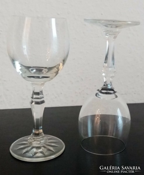 Polished glass, short drink stemmed glass set for sale