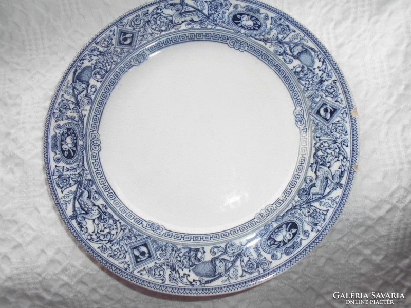 Antique 1800s porcelain faience plate with diamond mark