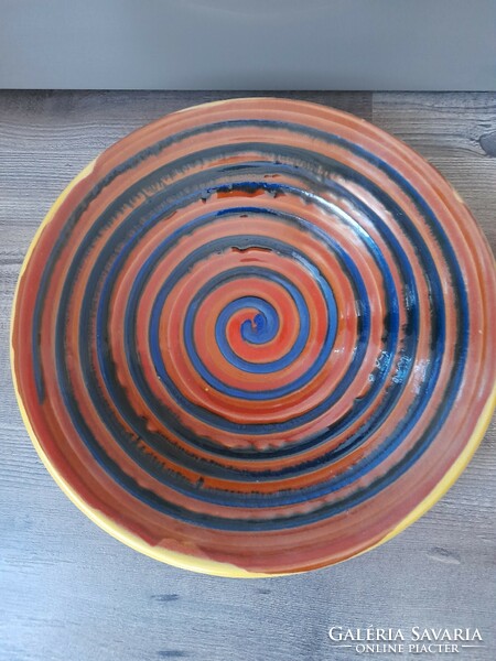 Retro ceramic wall bowl with spiral pattern
