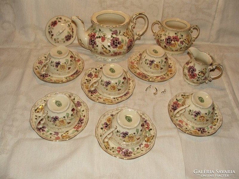 Zsolnay butterfly pattern set 9-piece butterfly tea set
