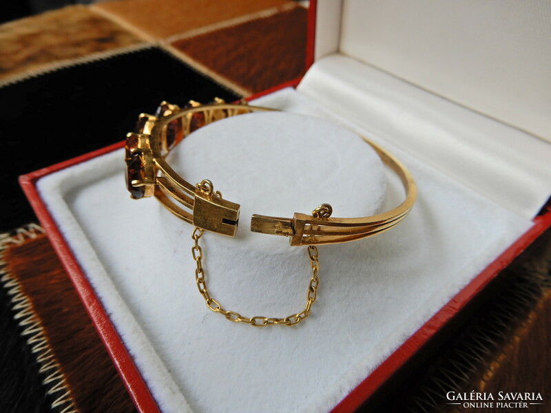 Old gold-plated bracelet with precious stones